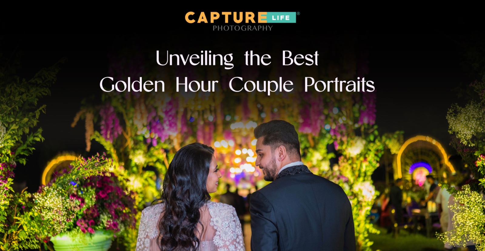 Candid couple portrait in golden hour light with warm, romantic ambiance