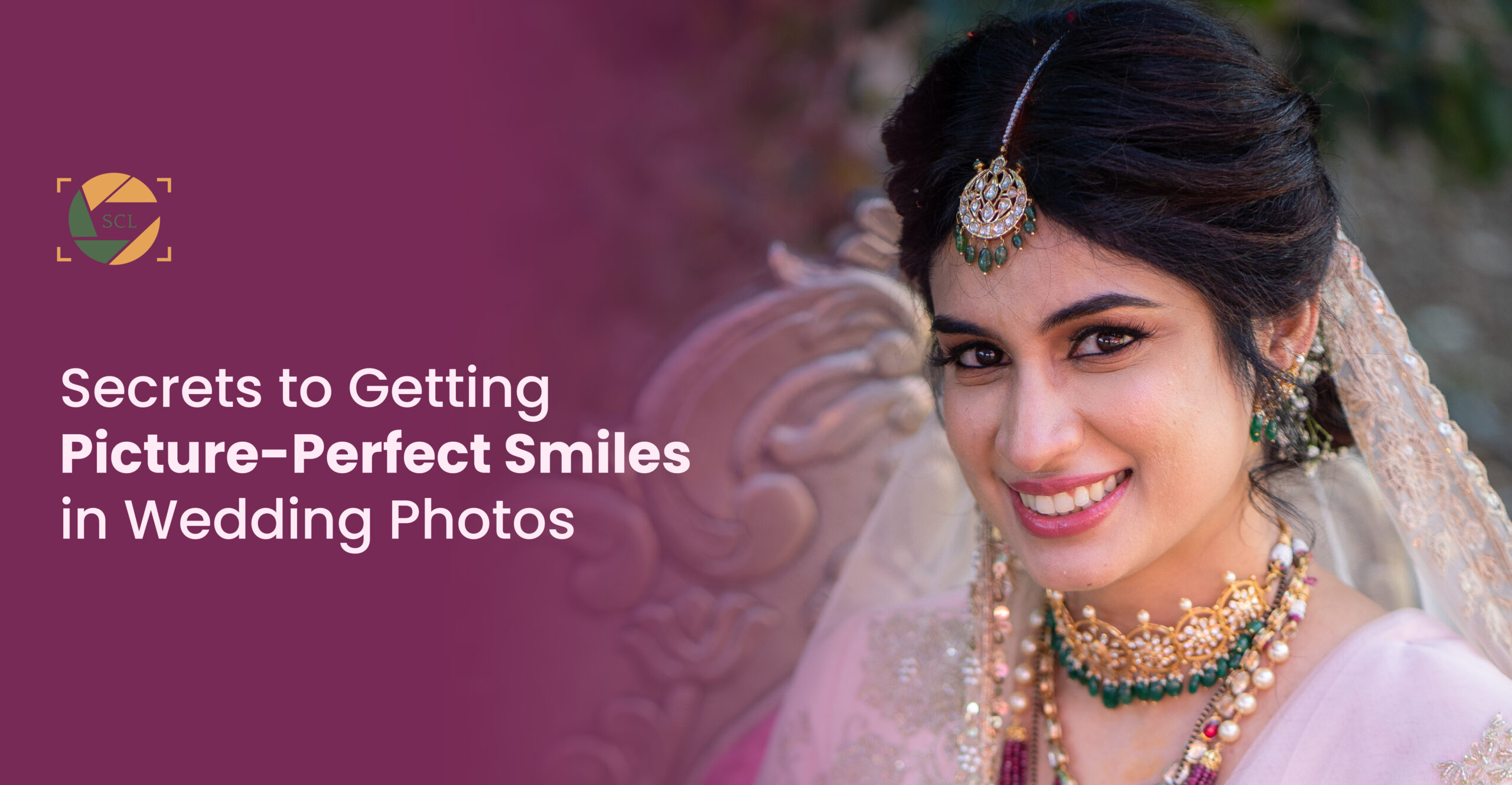 Bride with radiant smiles during their wedding photoshoot.