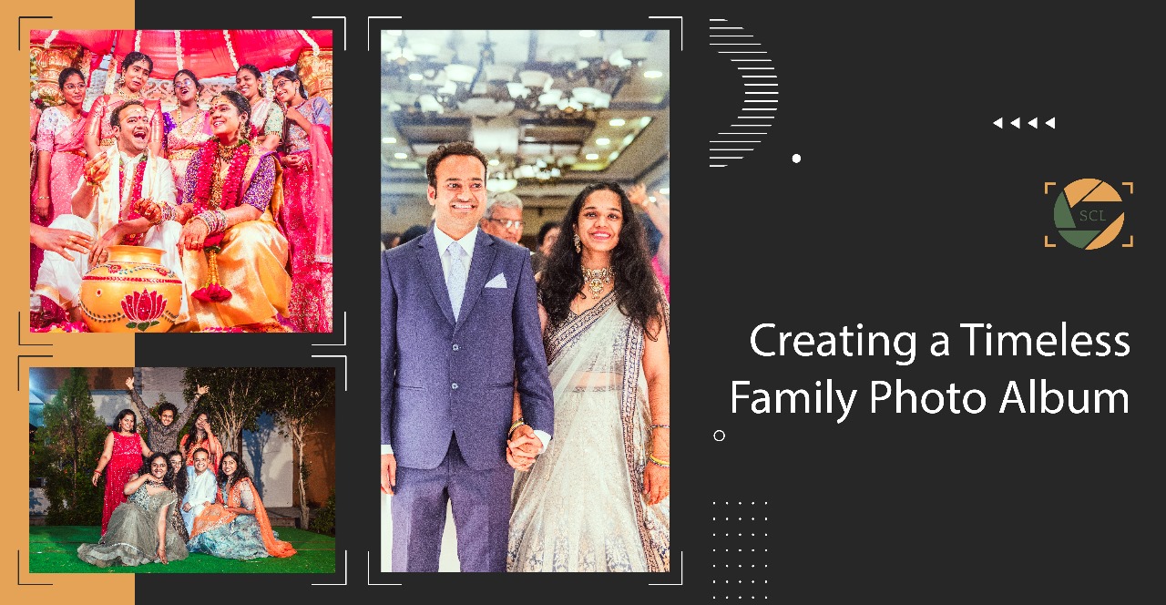 Family photo album layout with high-quality prints and personal touches